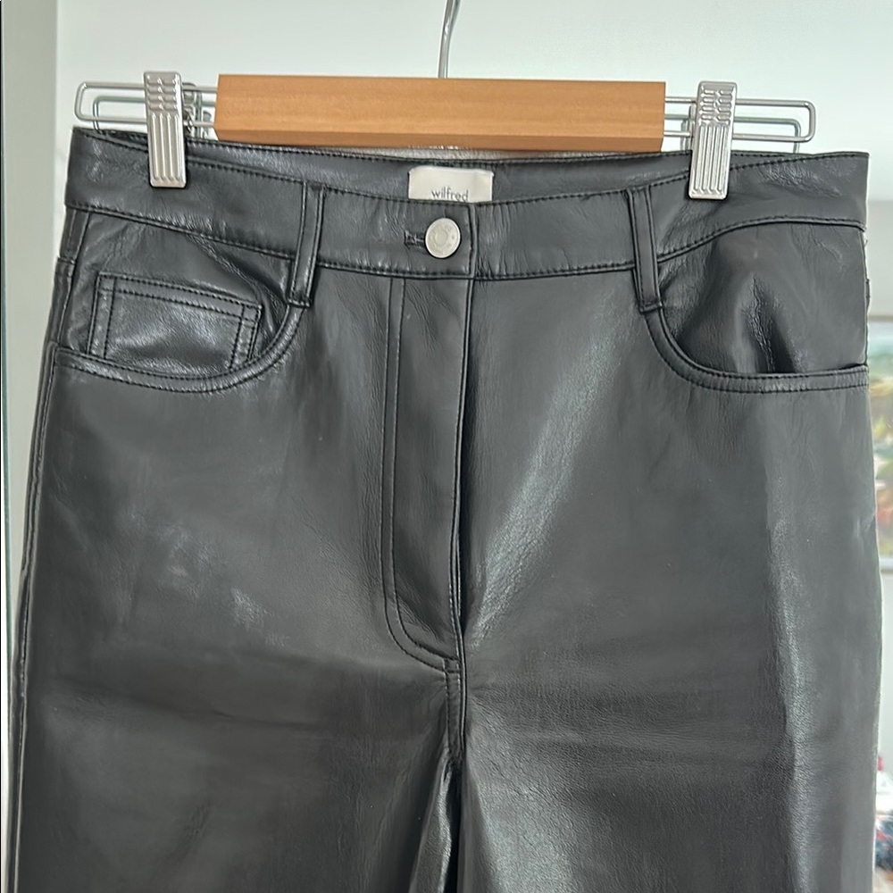 Aritzia Wilfred Black High Rise Leather Jeans 8